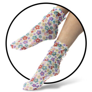 Multicolor Flowers Bouquet with Light Accents Sheer Mesh Socks Women Ankle with Floral Pattern