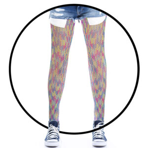 Cool Breeze Plush Mesh Neon Tights: High-Waisted Small Net Multicolor Pantyhose with Cool Tint Accents