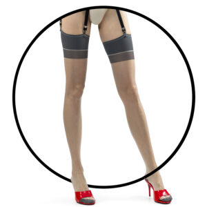 Chic Gray Back Seam Thigh Highs: Vintage-Style Sheer Classic Nylon Stockings with Wide Top Band and Reinforced Toes