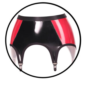 Dual-Tone Low-Rise Garter Belt: Black and Red with 4 Snap Closures for Stockings/Lingerie