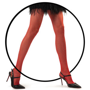Ruby Red Sheer Tights: High-Waisted Pantyhose with Sparkling Rhinestones