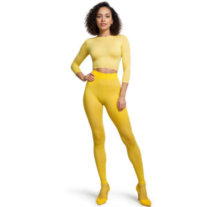 120 Denier Yellow Microfibre Tights for Women – High Waist, Soft Opaque Pantyhose