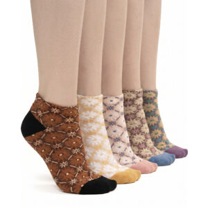 Women’s Floral Lace Low Cut Socks, Sheer Mesh Dress Socks, 5 Pairs