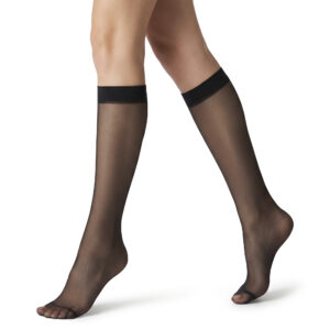 Matte Sheer Knee High Socks for Women, Reinforced Toe Hosiery